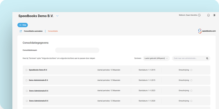 Consolidatie functie in Speedbooks